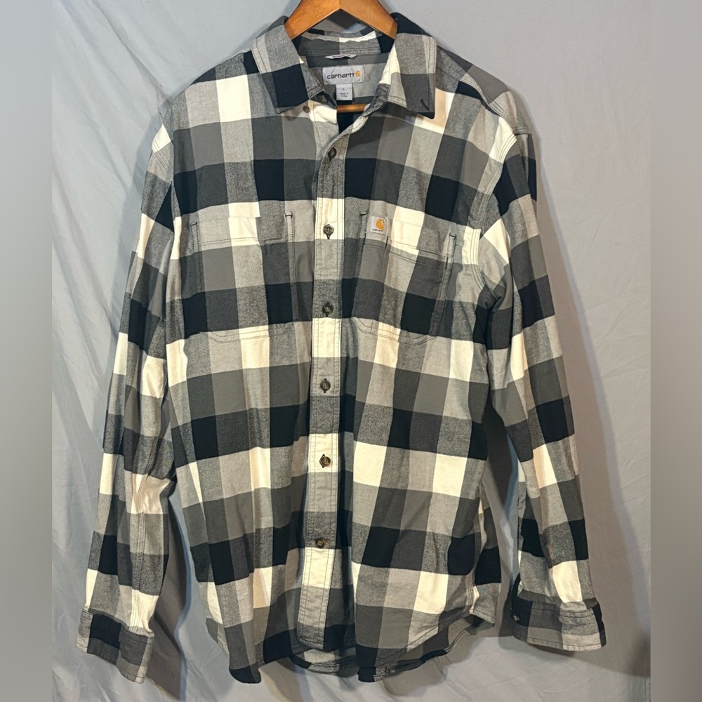 Carhartt Men's Plaid Black and White Shirt